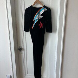 Woo Boutique Velvet Romper with Lightning Bolt design